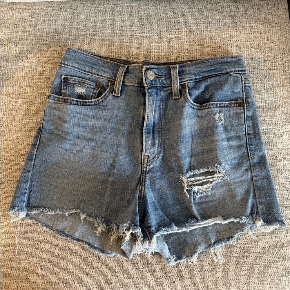 Levi's Light Blue Distressed Jean Shorts